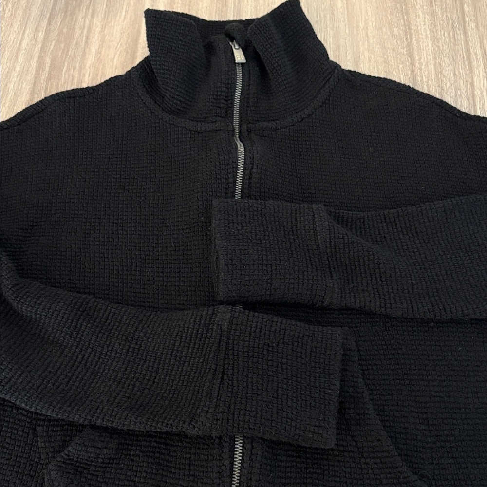 Sweaty Betty Restful Boucle Black Knit Zip Front Boxy Sweater Jacket Small - Picture 7 of 8